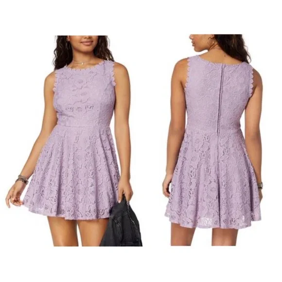 City Studios | Dresses | City Studios Juniors Lace Fit Flare Dress Pale  Violet Size 1 Nwt | Poshmark